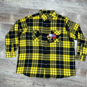 NWT Angry Minnow Mens Flannel Shirt Size 3XL Plaid Yellow Black Iowa Hawkeyes